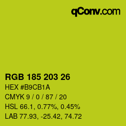 Color code: RGB 185 203 26 | qconv.com