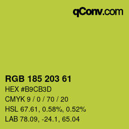 Color code: RGB 185 203 61 | qconv.com