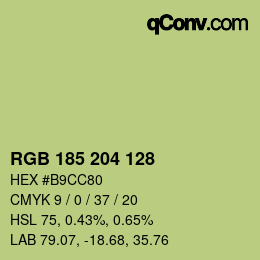 Color code: RGB 185 204 128 | qconv.com