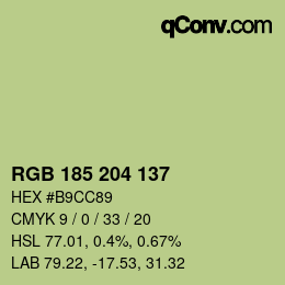 Color code: RGB 185 204 137 | qconv.com