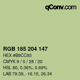 Código de color: RGB 185 204 147 | qconv.com