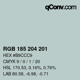 Color code: RGB 185 204 201 | qconv.com