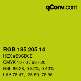 Color code: RGB 185 205 14 | qconv.com