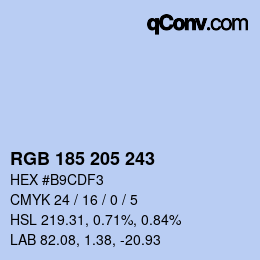 Color code: RGB 185 205 243 | qconv.com