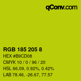 Color code: RGB 185 205 8 | qconv.com