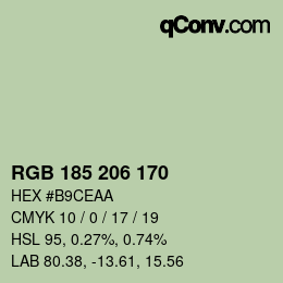 Color code: RGB 185 206 170 | qconv.com