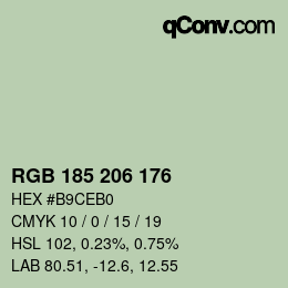 Color code: RGB 185 206 176 | qconv.com