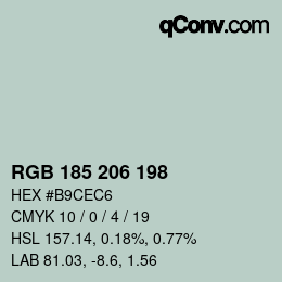 Color code: RGB 185 206 198 | qconv.com