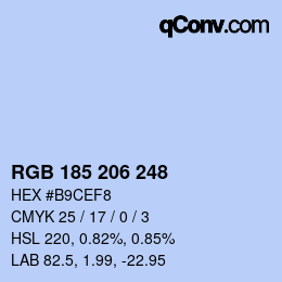 Color code: RGB 185 206 248 | qconv.com