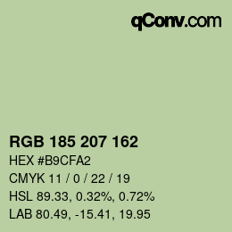 Color code: RGB 185 207 162 | qconv.com