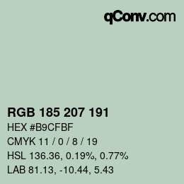 Color code: RGB 185 207 191 | qconv.com