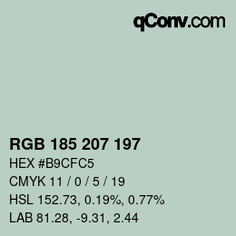 Color code: RGB 185 207 197 | qconv.com