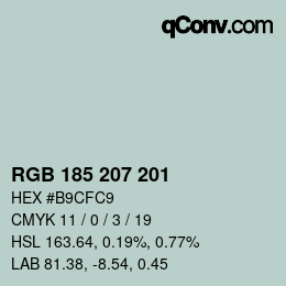 Color code: RGB 185 207 201 | qconv.com