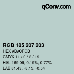 Color code: RGB 185 207 203 | qconv.com