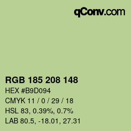 Color code: RGB 185 208 148 | qconv.com
