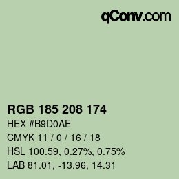 Color code: RGB 185 208 174 | qconv.com
