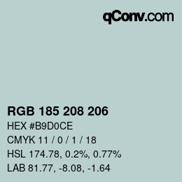 Color code: RGB 185 208 206 | qconv.com