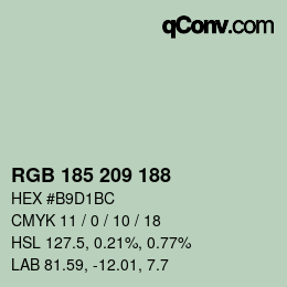 Color code: RGB 185 209 188 | qconv.com
