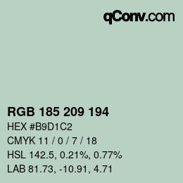 Color code: RGB 185 209 194 | qconv.com