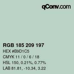 Color code: RGB 185 209 197 | qconv.com