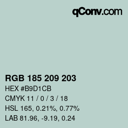 Color code: RGB 185 209 203 | qconv.com