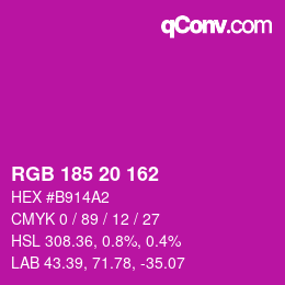 カラーコード: RGB 185 20 162 | qconv.com