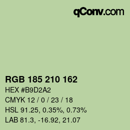 Color code: RGB 185 210 162 | qconv.com