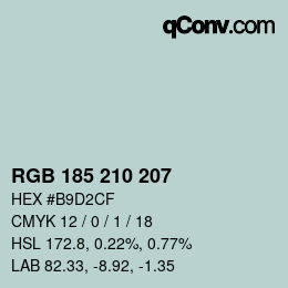 Color code: RGB 185 210 207 | qconv.com
