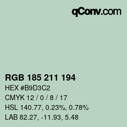 Color code: RGB 185 211 194 | qconv.com
