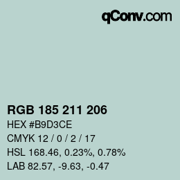 Color code: RGB 185 211 206 | qconv.com
