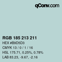 颜色代码: RGB 185 213 211 | qconv.com