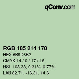 Color code: RGB 185 214 178 | qconv.com