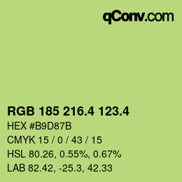 カラーコード: RGB 185 216.4 123.4 | qconv.com