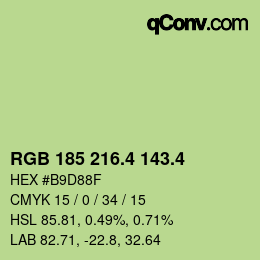 カラーコード: RGB 185 216.4 143.4 | qconv.com