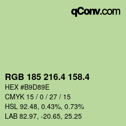 カラーコード: RGB 185 216.4 158.4 | qconv.com