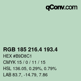 カラーコード: RGB 185 216.4 193.4 | qconv.com