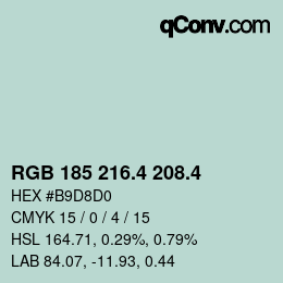 カラーコード: RGB 185 216.4 208.4 | qconv.com