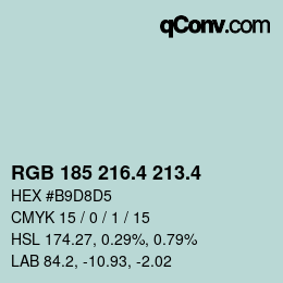 カラーコード: RGB 185 216.4 213.4 | qconv.com