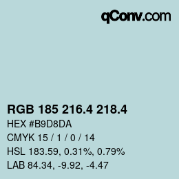 カラーコード: RGB 185 216.4 218.4 | qconv.com