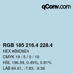 カラーコード: RGB 185 216.4 228.4 | qconv.com