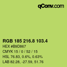 カラーコード: RGB 185 216.8 103.4 | qconv.com