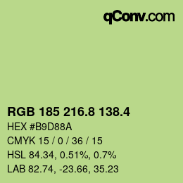 カラーコード: RGB 185 216.8 138.4 | qconv.com