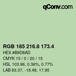 カラーコード: RGB 185 216.8 173.4 | qconv.com