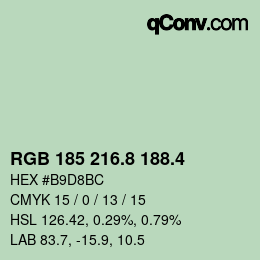 カラーコード: RGB 185 216.8 188.4 | qconv.com
