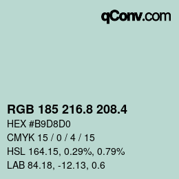 カラーコード: RGB 185 216.8 208.4 | qconv.com