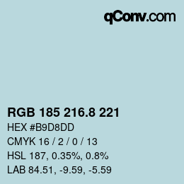 Color code: RGB 185 216.8 221 | qconv.com