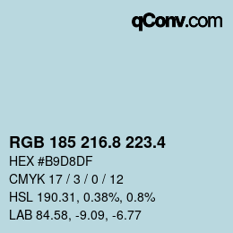 カラーコード: RGB 185 216.8 223.4 | qconv.com