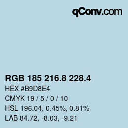 カラーコード: RGB 185 216.8 228.4 | qconv.com