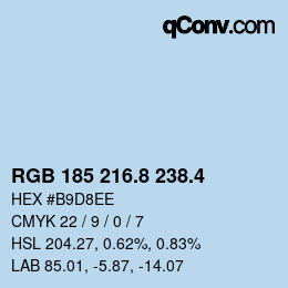カラーコード: RGB 185 216.8 238.4 | qconv.com