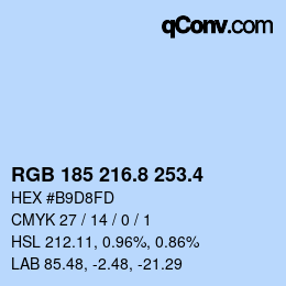 カラーコード: RGB 185 216.8 253.4 | qconv.com
